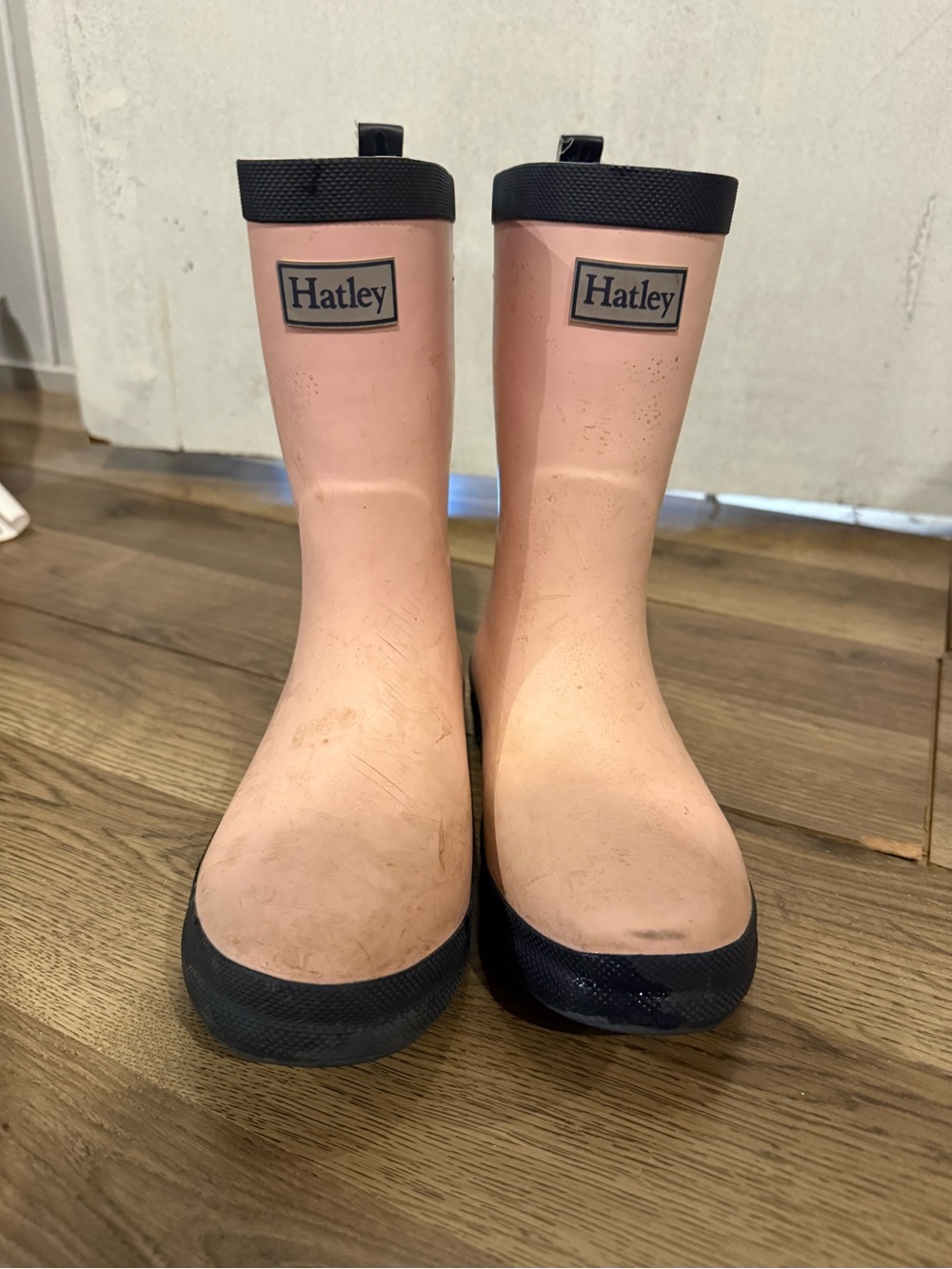 Hatley Pink and Black Kids' Rain Boots
